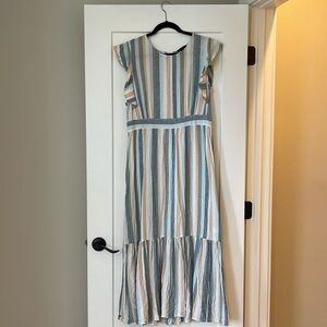 For Cynthia linen blend flutter sleeve maxi dress